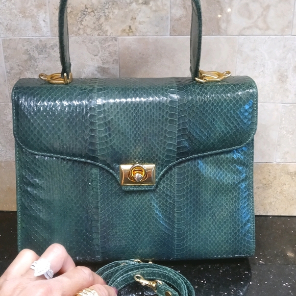 Kelly Style Genuine Snakeskin bag great look - Picture 2 of 15